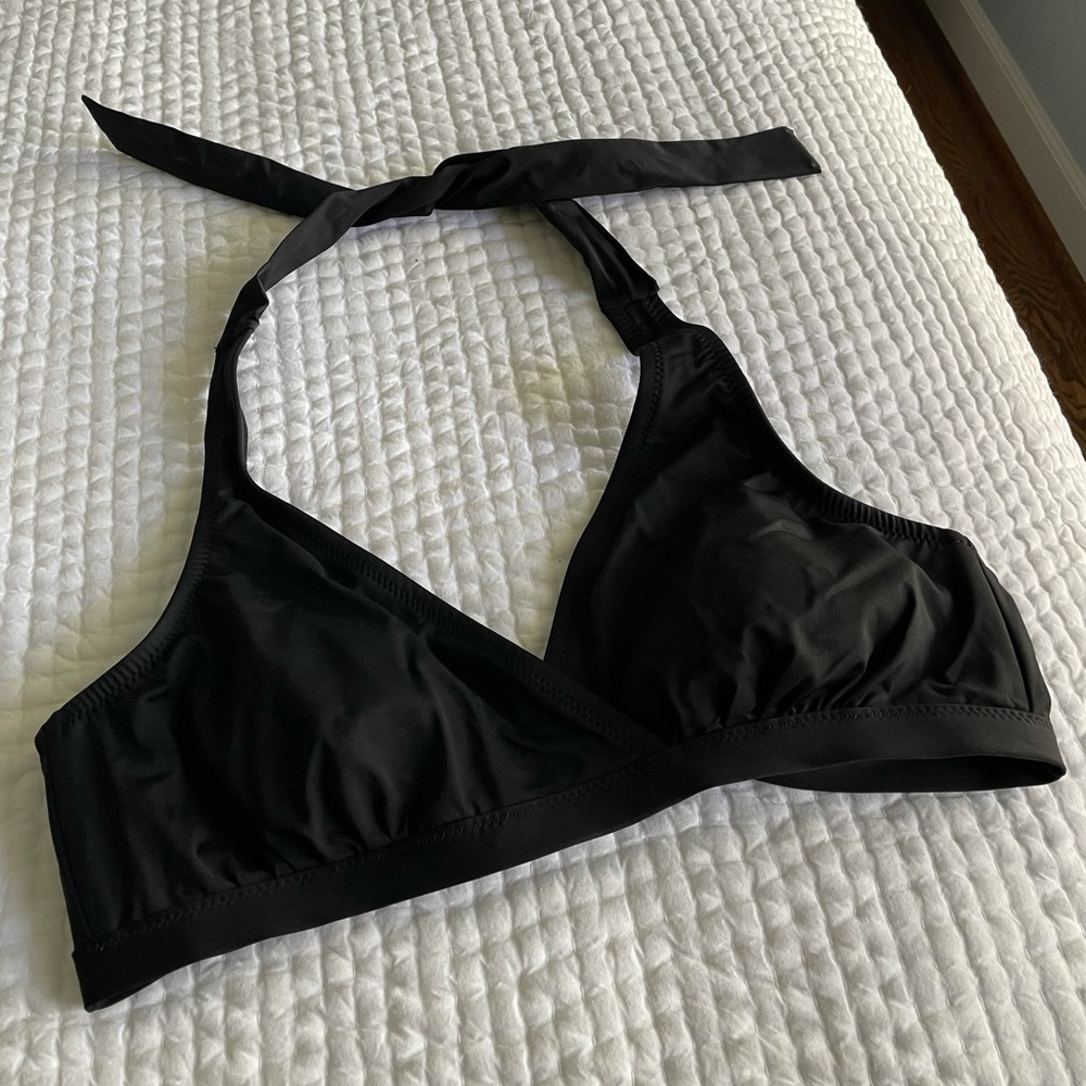 Garnet Hill black halter bikini top sz 6